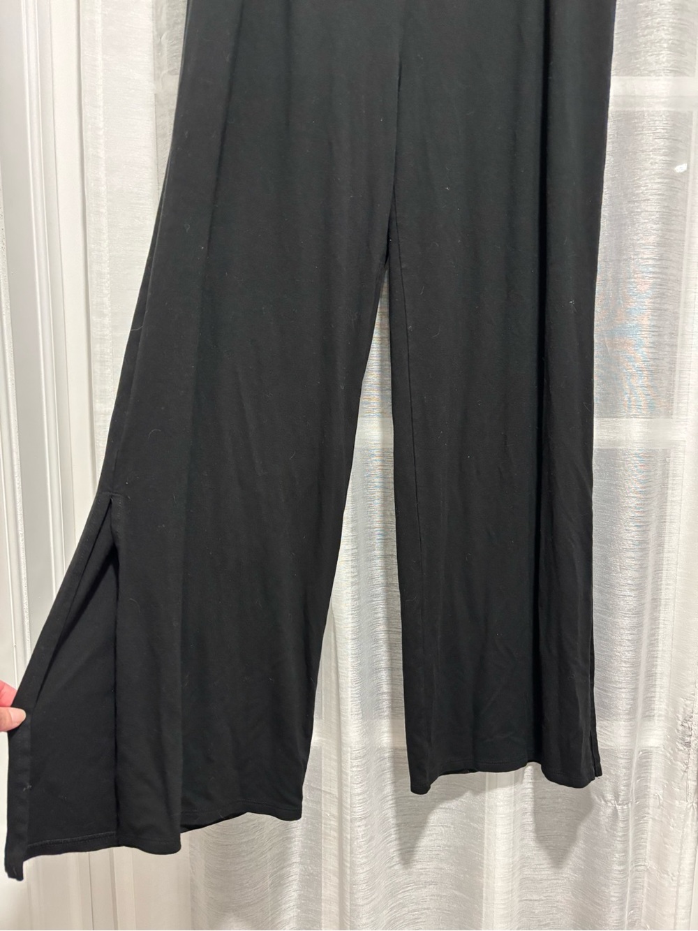 J Jill Wearever Wide-Leg Split Hem Pull On Pants Stretch Medium Petite Black